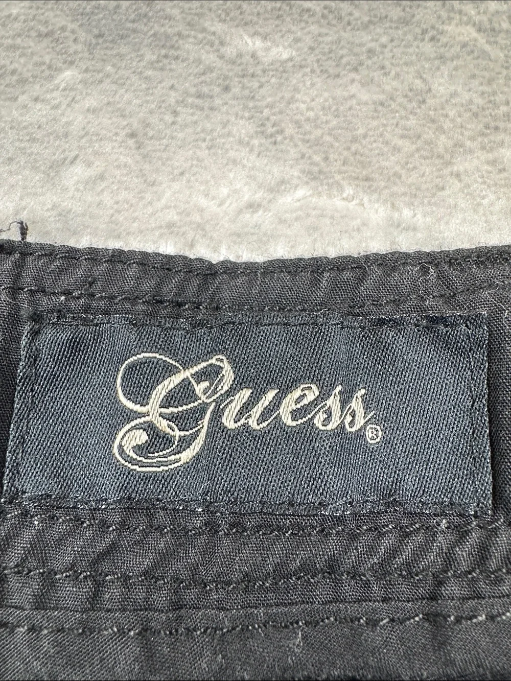 Guess Women’s Cargo Capri Pants Black Ruched Drawstring Hem Stretch Size 30
